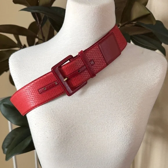 Christian Dior Vibrant Red Textured Aniline Cowhide Leather Belt Size L - Picture 2 of 14
